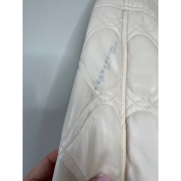 NEW A.L.C. Emory Asymmetric Quilted Padded Faux Leather Jacket Cream Size: XS - Picture 7 of 8
